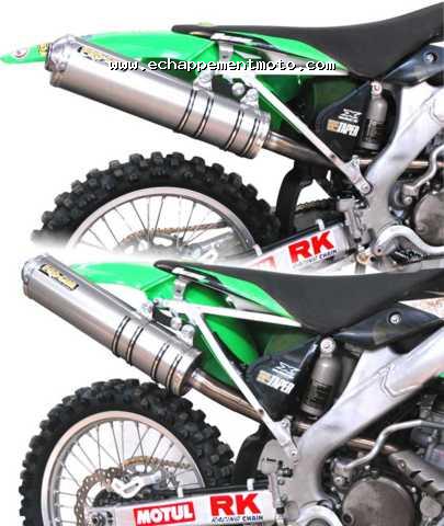 ECHAPPEMENT MOTO CROSS NINJA POT PROGUN OVALE KAWASAKI KXF 250 2007 SILVER